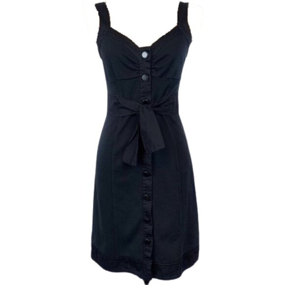 Banana Republic Button Front Dress | Black | Size 10 - Picture 1 of 13